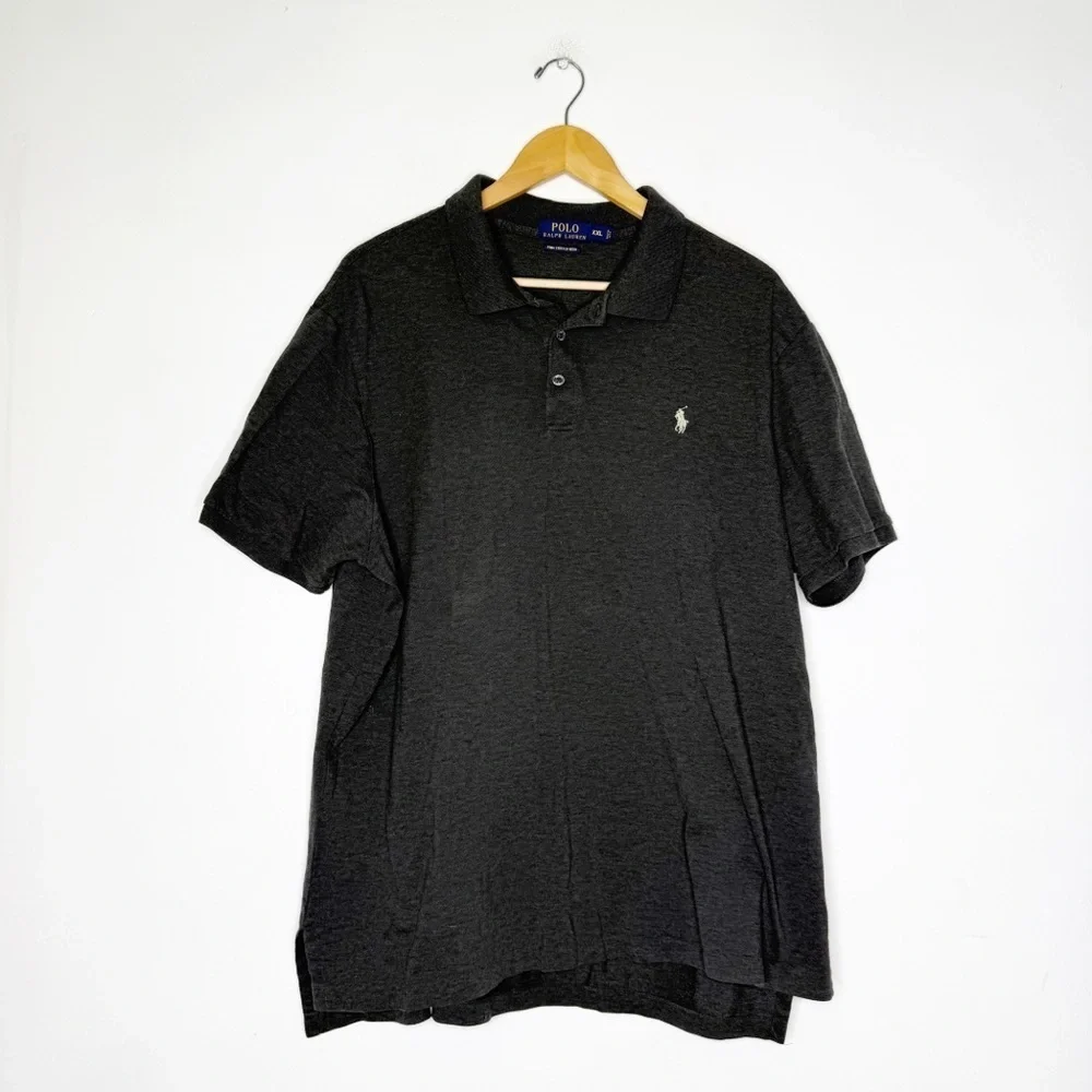 Polo by Ralph Lauren Charocal Men Polo Shirt Short Sleeve Pima Stretch Mesh XXL